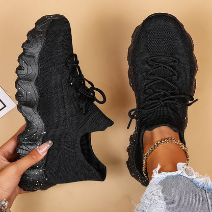 Cross-Border Aliexpress Amazon Large Size Sports Women's Shoes Breathable Fly Knit Socks Shoes Slip-On Slip-Ons