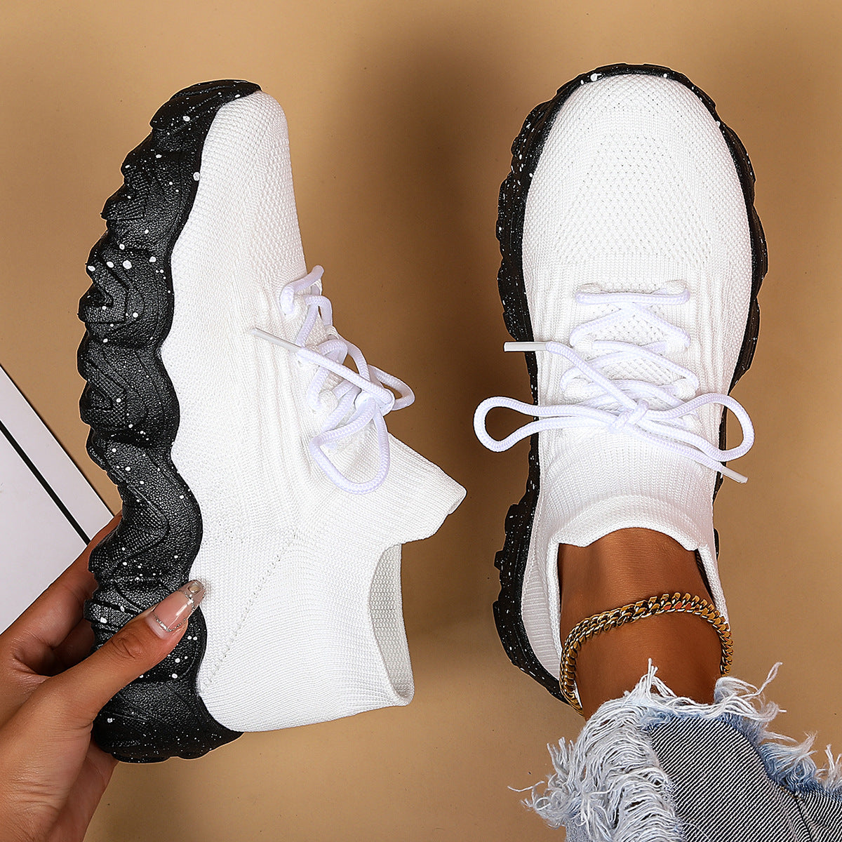 Cross-Border Aliexpress Amazon Large Size Sports Women's Shoes Breathable Fly Knit Socks Shoes Slip-On Slip-Ons