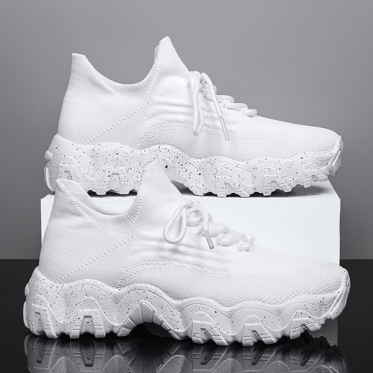 Cross-Border Aliexpress Amazon Large Size Sports Women's Shoes Breathable Fly Knit Socks Shoes Slip-On Slip-Ons