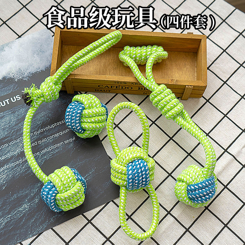 Dog Toy Rope Knot Ball Puppy Chewing Rope Labrador Border Collie Golden Retriever Tug-Of-War Rope Fun Tug-Of-War Rope