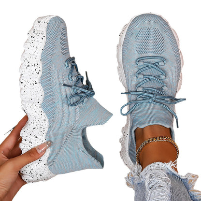 Cross-Border Aliexpress Amazon Large Size Sports Women's Shoes Breathable Fly Knit Socks Shoes Slip-On Slip-Ons
