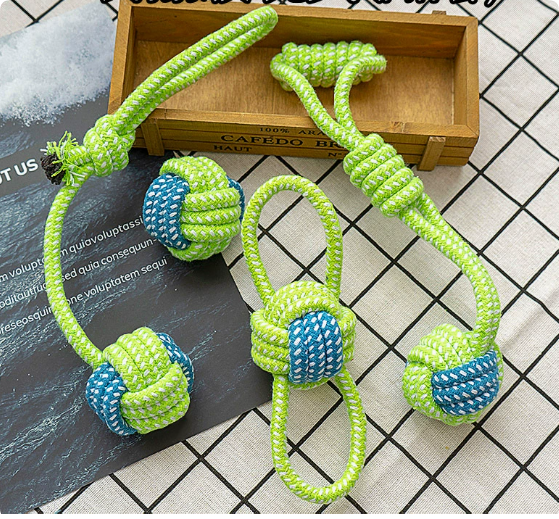 Dog Toy Rope Knot Ball Puppy Chewing Rope Labrador Border Collie Golden Retriever Tug-Of-War Rope Fun Tug-Of-War Rope