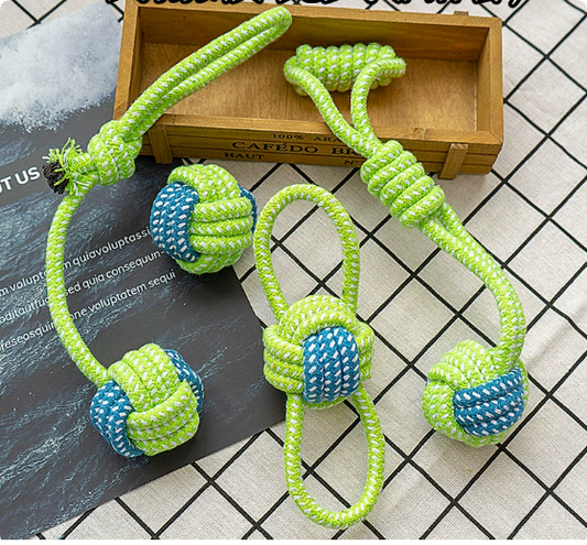 Dog Toy Rope Knot Ball Puppy Chewing Rope Labrador Border Collie Golden Retriever Tug-Of-War Rope Fun Tug-Of-War Rope